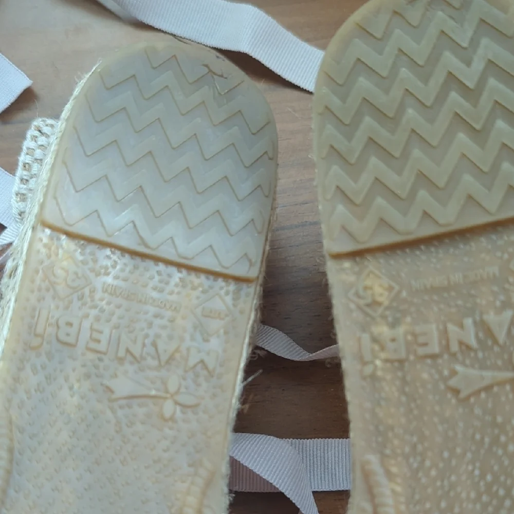 Manebi Elegant Gold Espadrille Flats with Ribbon Accents